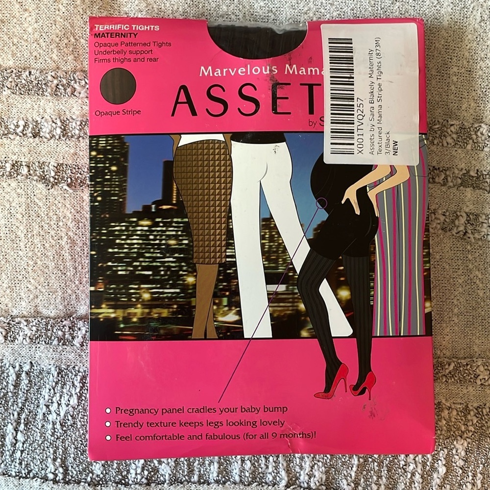 Marvelous Mama Assets by Sara Blakely Terrific Tights Maternity Stripe sz3
